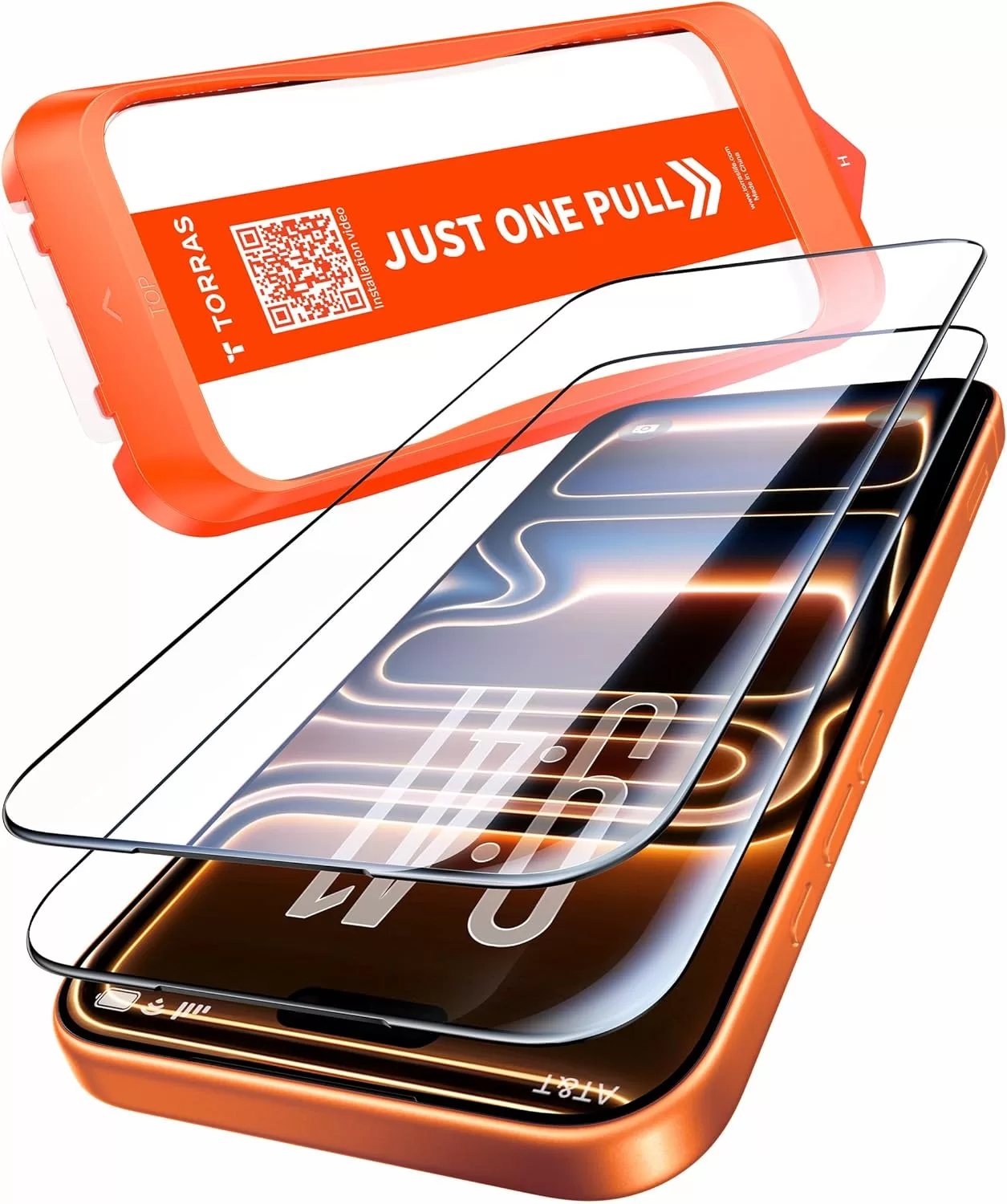 TORRAS For iPhone 17 Pro ガラスフィルム 【航空宇宙ガラス&米軍MIL規格】周り浮き防止 いphone17 pro 用 フィルム 9H+硬度 輝度向上 全面保護 10倍強化 極細ベゼル対応 3Dラウンドエッジ 超簡単貼り付け ワンプル(Just One Pull) ガイド枠付き 気泡レス 指紋防止 サラサラ 落下・破損防止 ブルーライトカット 2枚セット 6.3インチ For iphone17pro 保護フィルム GlassGo Ultra