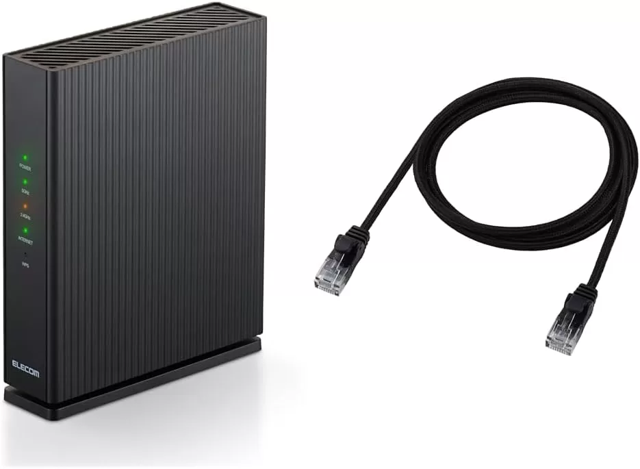 エレコム WiFiルーター 無線LAN WiFi6 1201+300Mbps AX1500 IPv6(IPoE)対応 有線Giga WRC-X1500GS2-B + LANケーブル CAT6A 1m 爪折れ防止 メッシュケーブル ブラック ECLD-GPAM/BK10