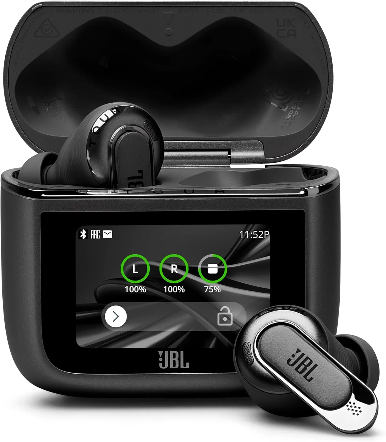 JBL TOUR PRO 3 ワイヤレスイヤホン bluetooth/ハイブリッドノイズキャンセリング/ハイレゾワイヤレスLDAC/デュアルドライバー/マルチポイント/防塵・防水/ワイヤレス充電対応/スマートタッチディスプレイ搭載/ブラック / JBLTOURPRO3BLK