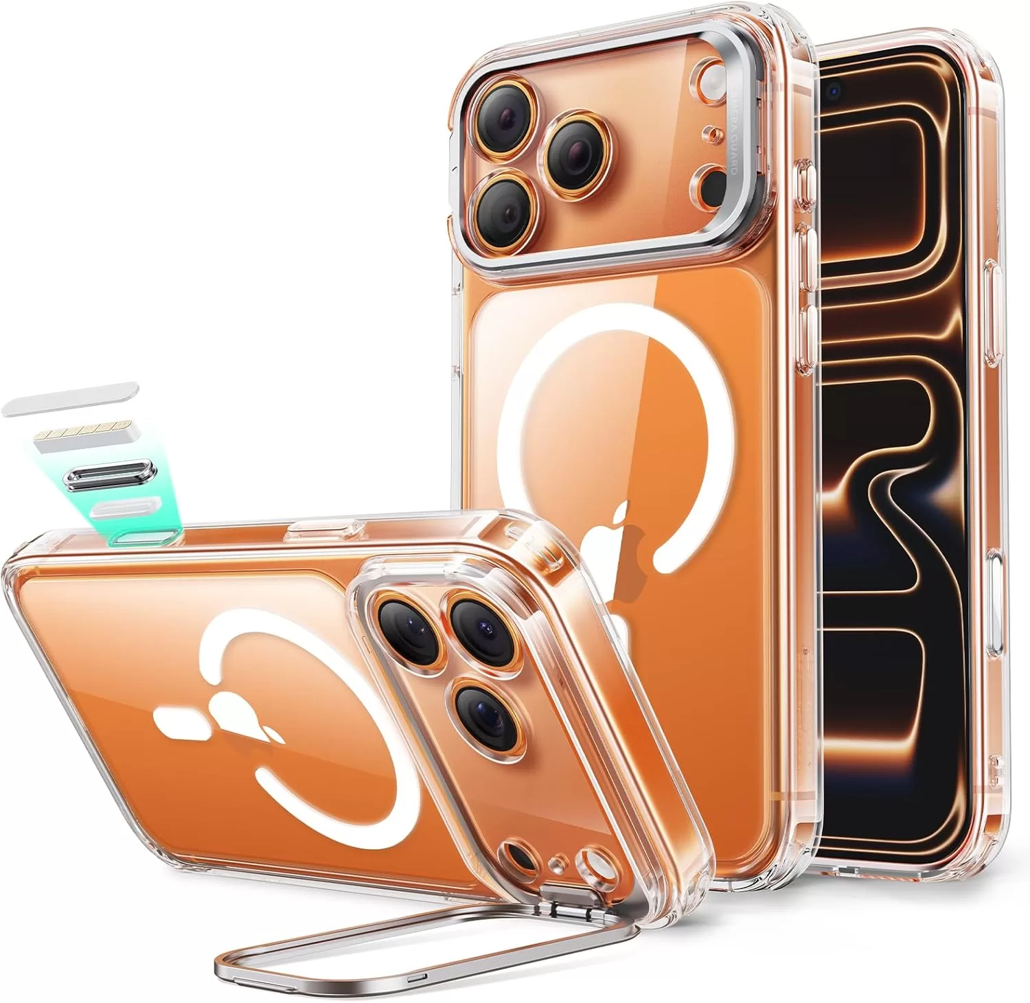 【デザイン受賞シリーズ！】ESR iPhone 17 Pro ケース MagSafe対応 3倍米軍MIL規格 カメラコントロールカバー 隠れスタンド 調整可能 2層構造カメラ保護 ワイヤレス充電 エアガードコーナー 耐衝撃 傷防止 軽量 マグネットスマホケース 高耐久性 Qi2.2対応 最大25W高速充電 いphone17pro ケース iphone17Pro用Classicシリーズ クリア