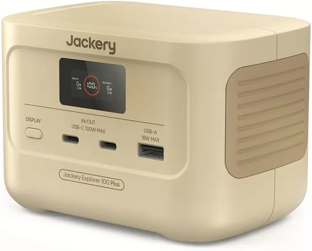 Jackery Explorer 100 Plus 31000mAh モバイルバッテリー 99.2Wh/128W 飛行機に持ち込みが可能 リン酸鉄 小型 1.8時間でフル充電 USB出力 （サンドゴールド）