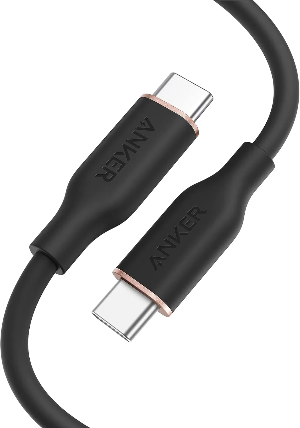 Anker PowerLine III Flow USB-C & USB-C ケーブル Anker絡まないケーブル 240W 結束バンド付き USB PD対応 シリコン素材採用 iPhone 16 / 15 Galaxy iPad Pro MacBook Pro/Air 各種対応 (0.9m ミッドナイトブラック)