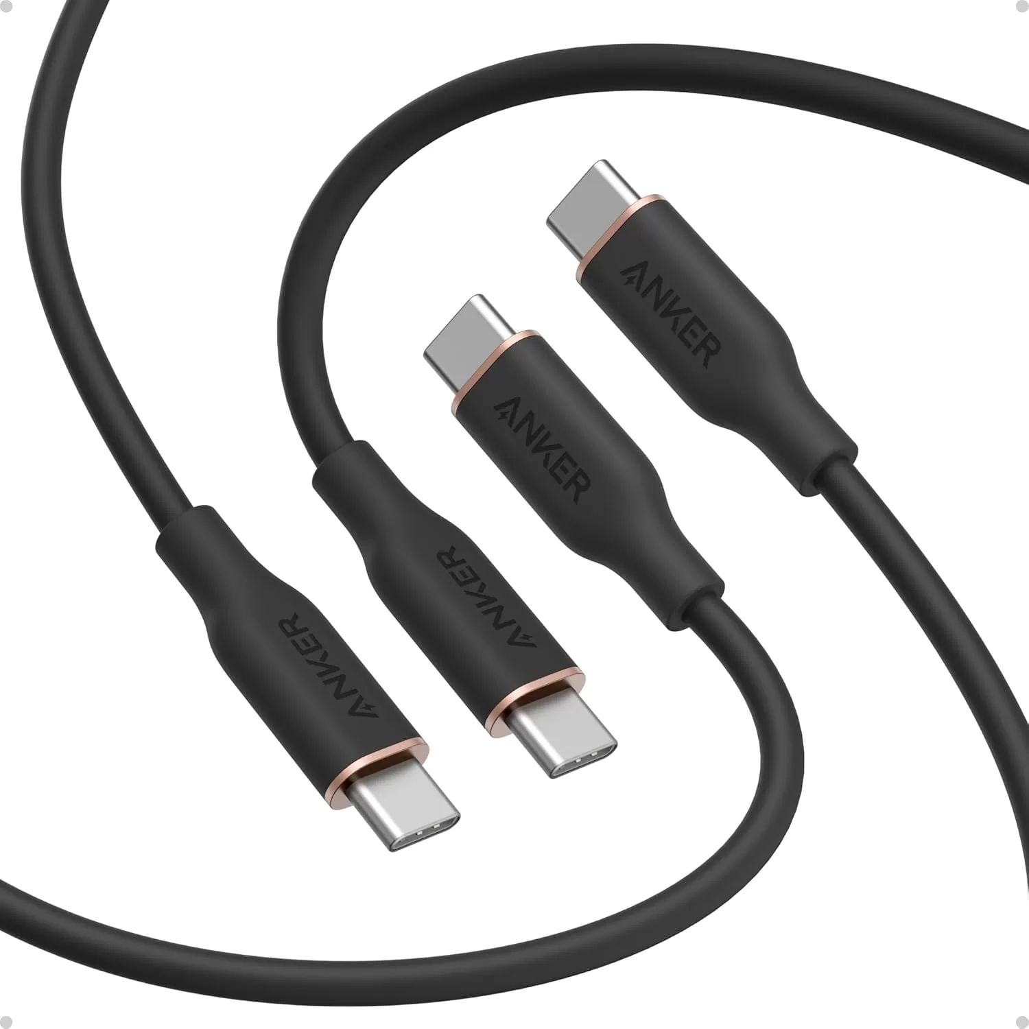 Anker PowerLine III Flow USB-C & USB-C ケーブル 1.8m 2本セット ブラック